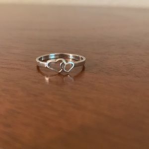 Joined hearts sterling silver vintage ring